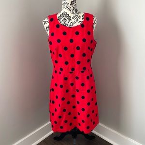 J. Crew Red and Black Polka Dot Midi Dress